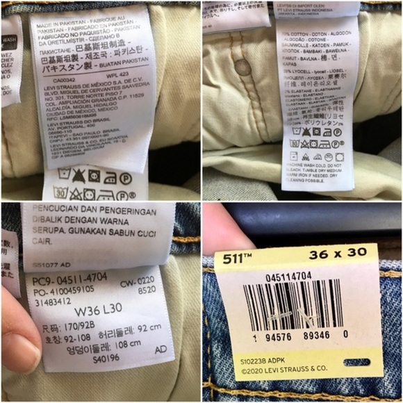 Levi’s Distressed 511 Slim Fit Jeans 36x30 - Picture 3 of 13